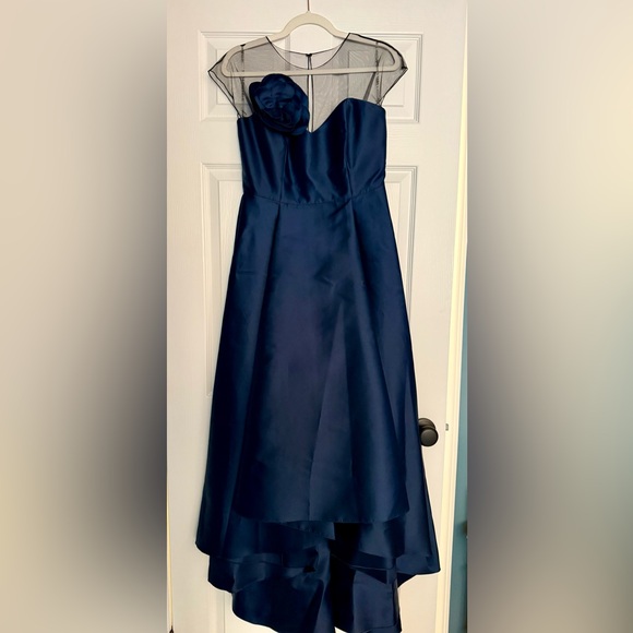 Elegant Sachin & Babi Navy Evening Gown-size 6 - Picture 9 of 14